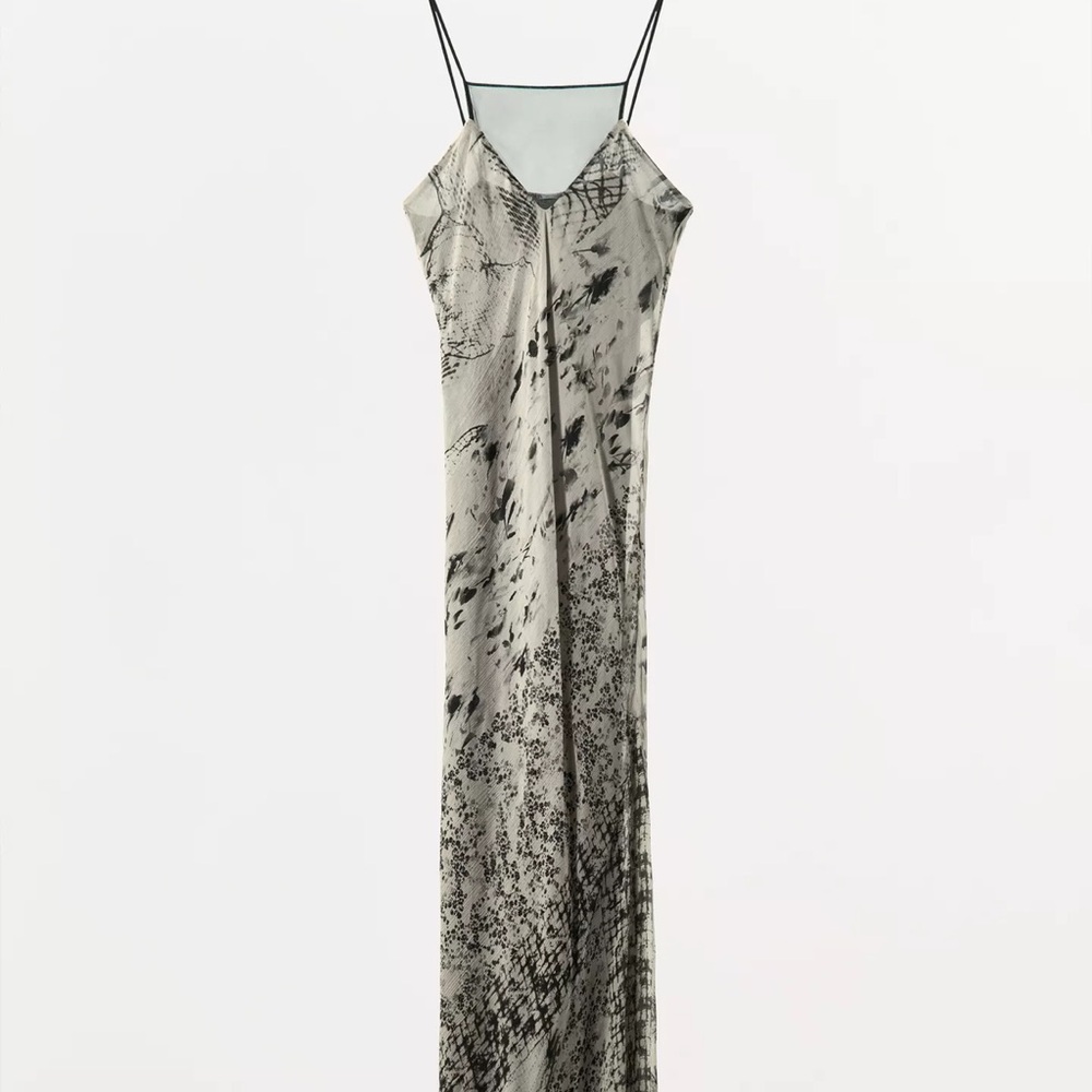 Zara Black and Gray Maxi Dress